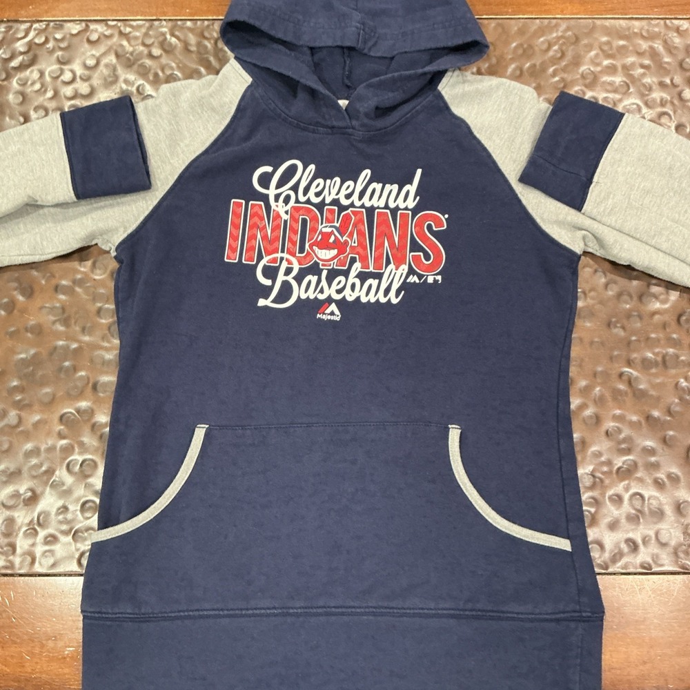Cleveland Indians Chief Wahoo MLB Majestic Hoodie Youth Large Blue Gray